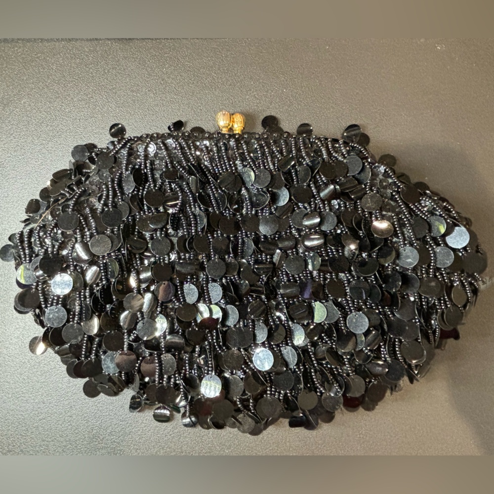 Vintage Stephen Chu black beaded and sequined purse